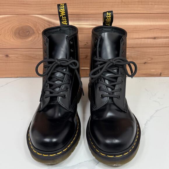Dr Martens 1460 Glossy Leather Lace Up Boots Combat Moto Grunge Goth Women's 9 - Picture 4 of 14
